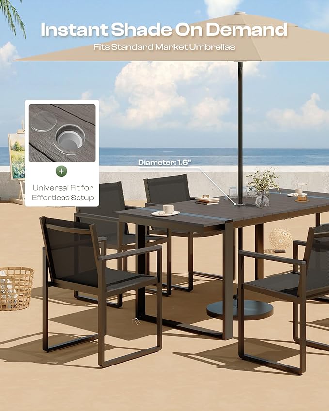 Outdoor Dining Table for 6, HDPS+ Aluminum Patio Dning Table - Image 2