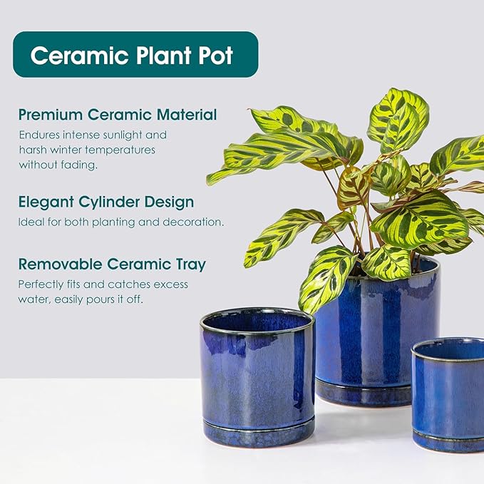 vancasso Ceramic Plant Pots, 3 Piece Planters - Image 4