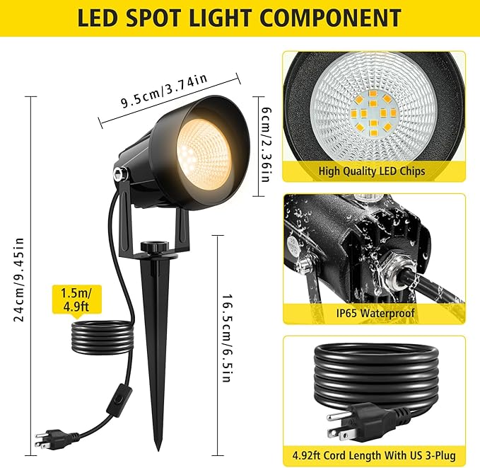 Landscape Spot Lights Outdoor, Dusk to Dawn Outdoor Lighting - Image 6