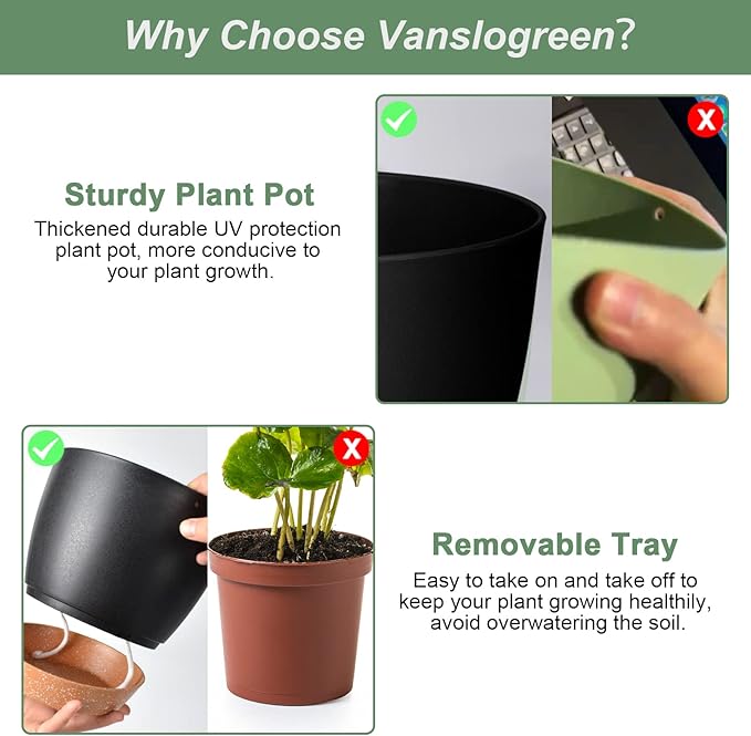 Planters for Indoor Plants 3 Pack, 10/9/8 Inch Self Watering Flower Pots - Image 5