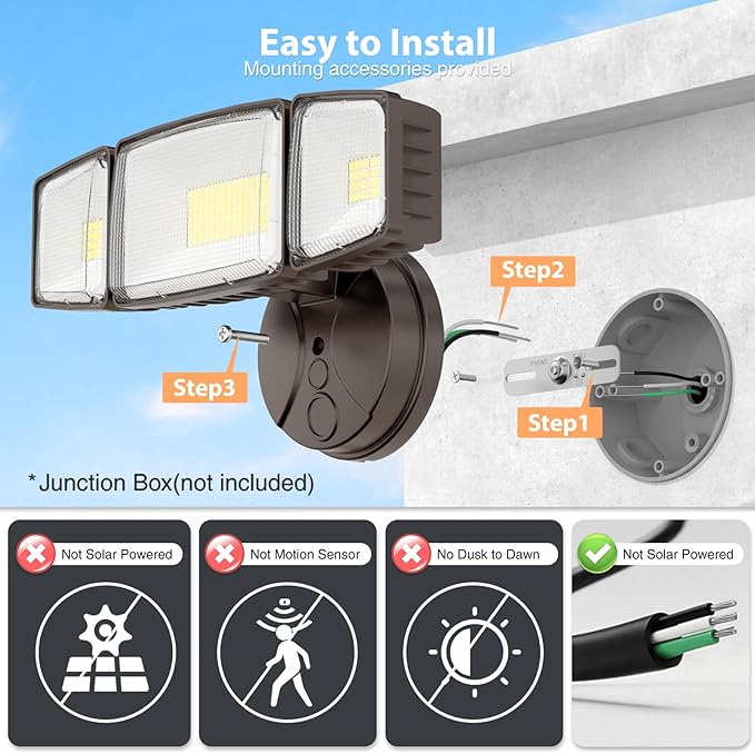 Onforu 100W 11000LM Flood Lights Outdoor, Brightness Security LED Flood Lights - Image 2