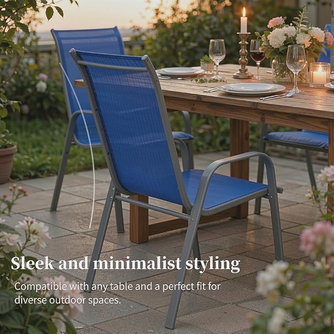 MAMIZO Patio Dining Chairs, Stackable All Weather Teslin Chair, Heavy Duty - Image 7