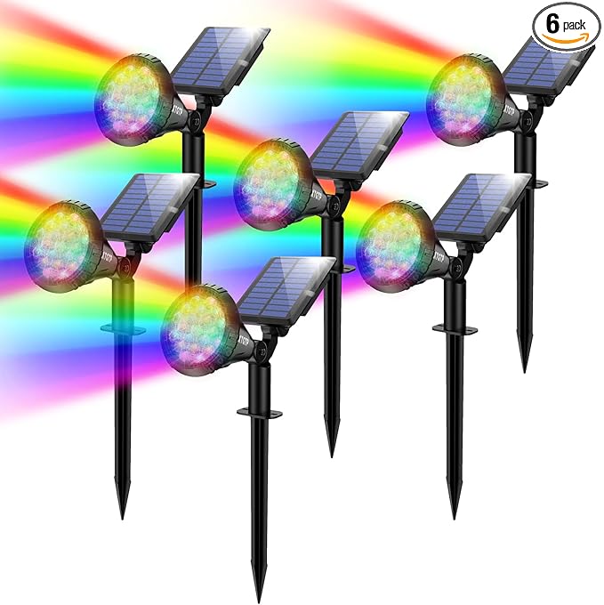 Color Changing Solar Spot Lights Outdoor, 21 LEDs Brightness Solar Pathway by XTGTP