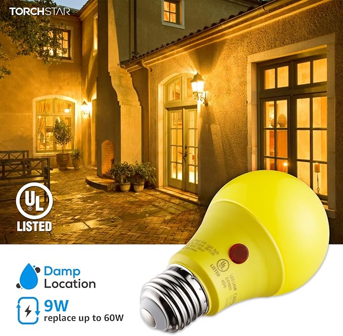 TORCHSTAR Yellow Dusk to Dawn Light Bulbs Outdoor, Sensor A19 LED Light Bulb - Image 5