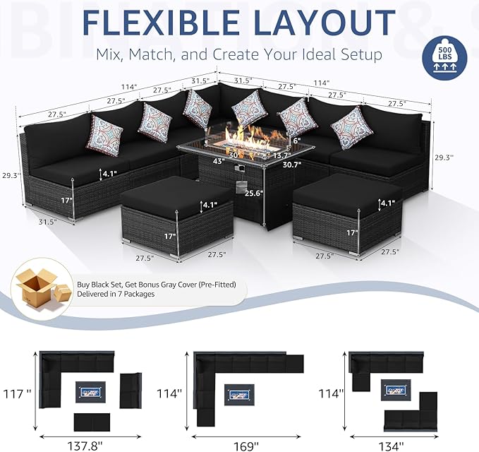 NICESOUL 10 Pcs Outdoor Sectional Set - Image 4
