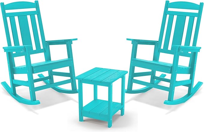 LUE BONA Outdoor Rocking Chairs Set of 4, HDPS Porch Rocker - Image 8