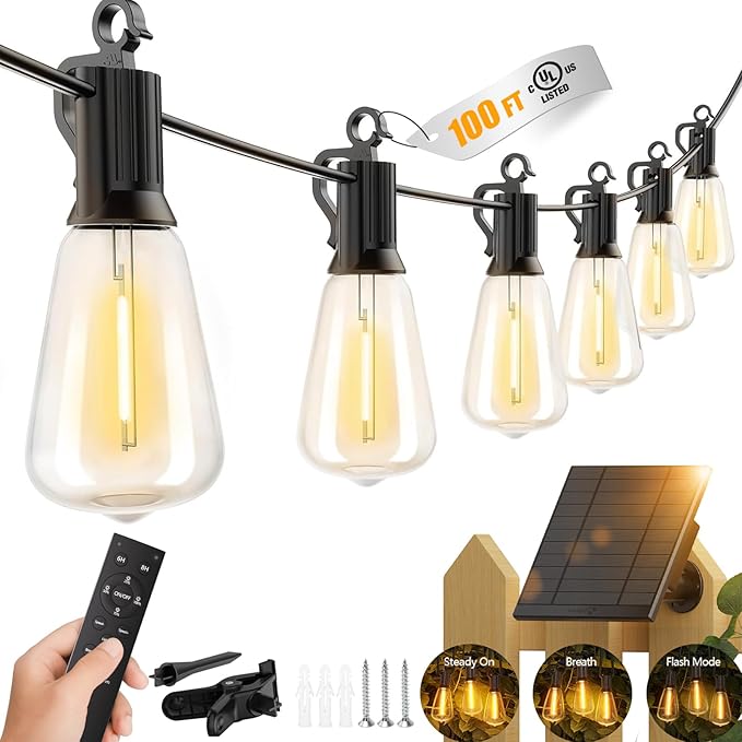 Brightown 100FT Solar String Lights Outdoor Waterproof by Brightown