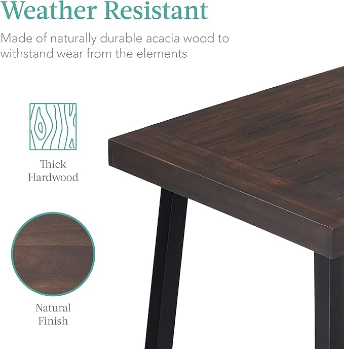 Best Choice Products 6-Person Indoor Outdoor Acacia Wood Dining Table, Picnic - Image 5