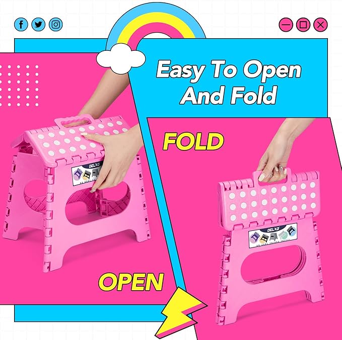 Delxo Folding Step Stool, 11 Inch Non-Slip Foldable Step Stools - Image 7