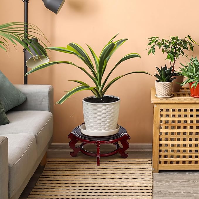 Geetery 2 Pcs 4 to 12 in Wooden Plant Stands Indoor Chinese Oriental Plant Stand - Image 7