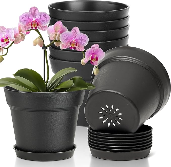 T4U 6 Inch Plant Pot 8-Pack, Plastic Planter by T4U