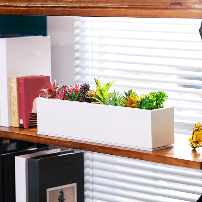 16.1 x 3.2 x 3.5 Inch Long Rectangular Planter Box Window Sill Plant Box Metal - Image 5