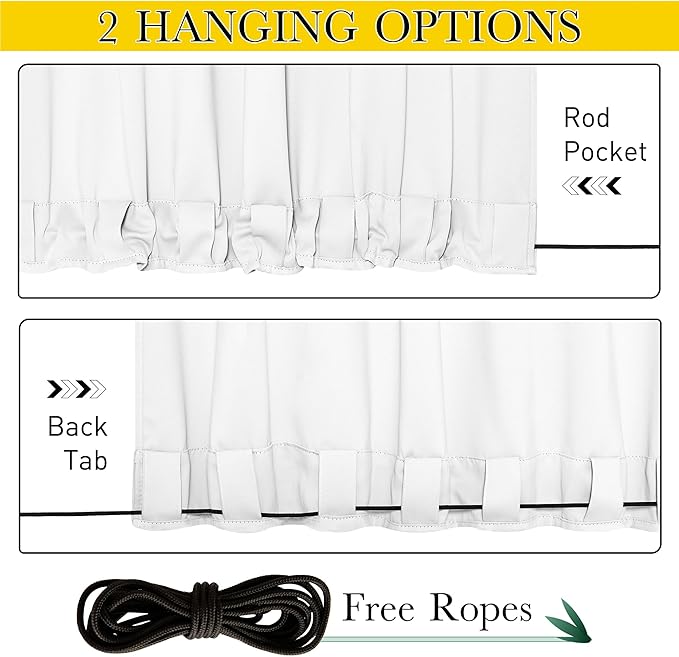 NICETOWN 2 Panels Outdoor Curtains Waterproof Fixed Grommet/Back Tab on Top & - Image 2