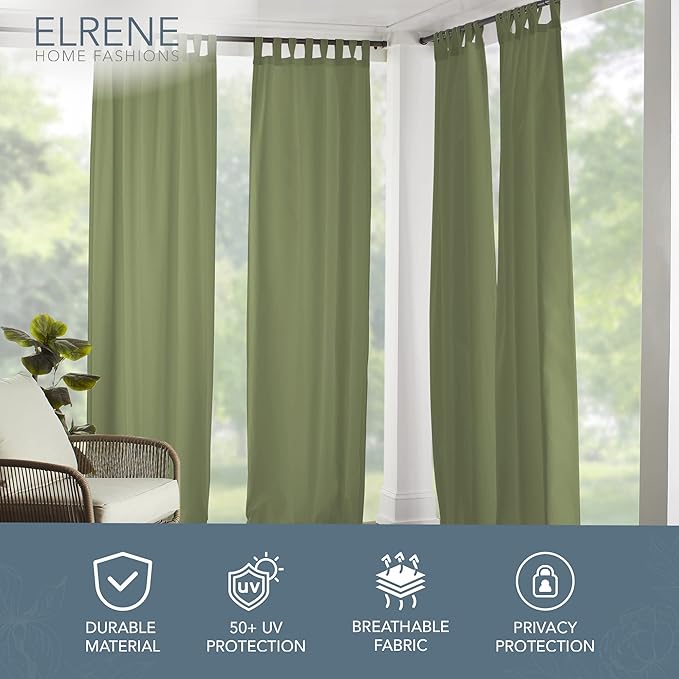 Elrene Home Fashions Matine Weatherproof Tab-Top Indoor/Outdoor Solid Color - Image 2