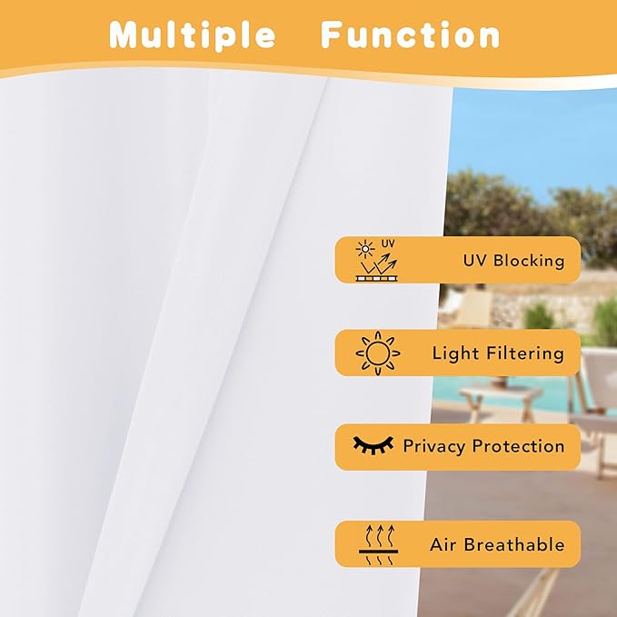 HolidayIdeas Outdoor Curtains for Patio Waterproof, 2 Panels - Image 3