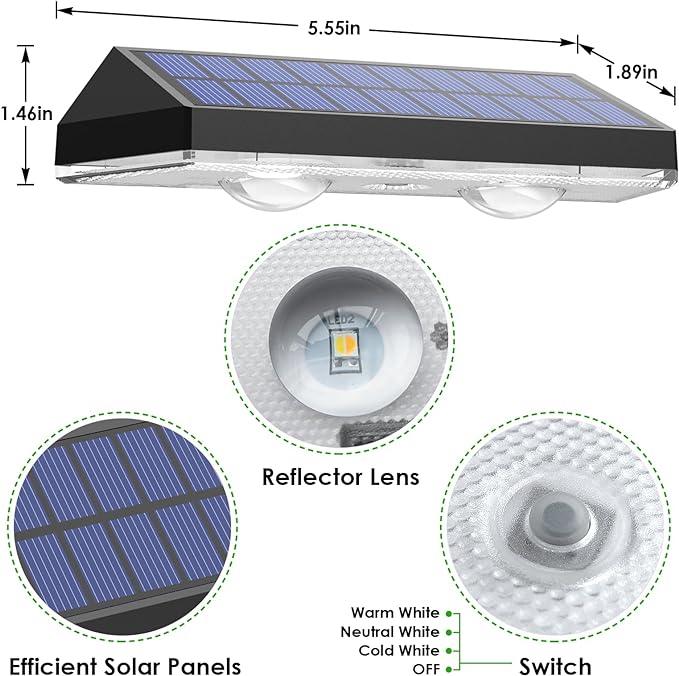 Solar Fence Lights Outdoor Waterproof LED - Image 5