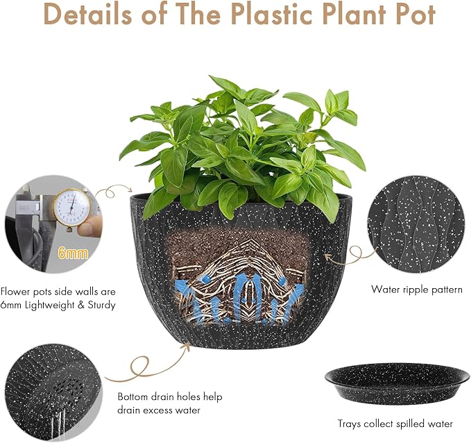 12 Inch Wide Water Ripples Flower Pots - Image 3