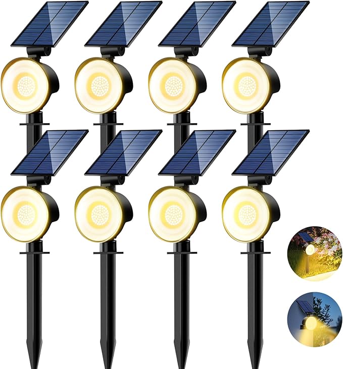nipify 8 Pack Solar Spot Lights Outdoor Waterproof by Nipify