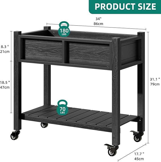 YITAHOME Raised Garden Bed, HIPS Poly Wood Elevated Planter Box - Image 5