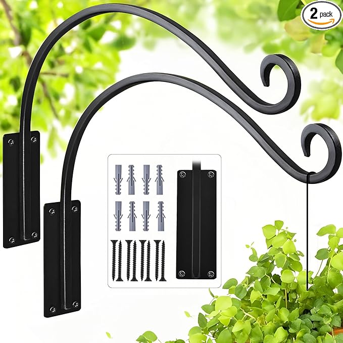 16 Inch Plant Hangers Outdoor 2 Pack, Plant Hanging Hook Bracket by GESTONE