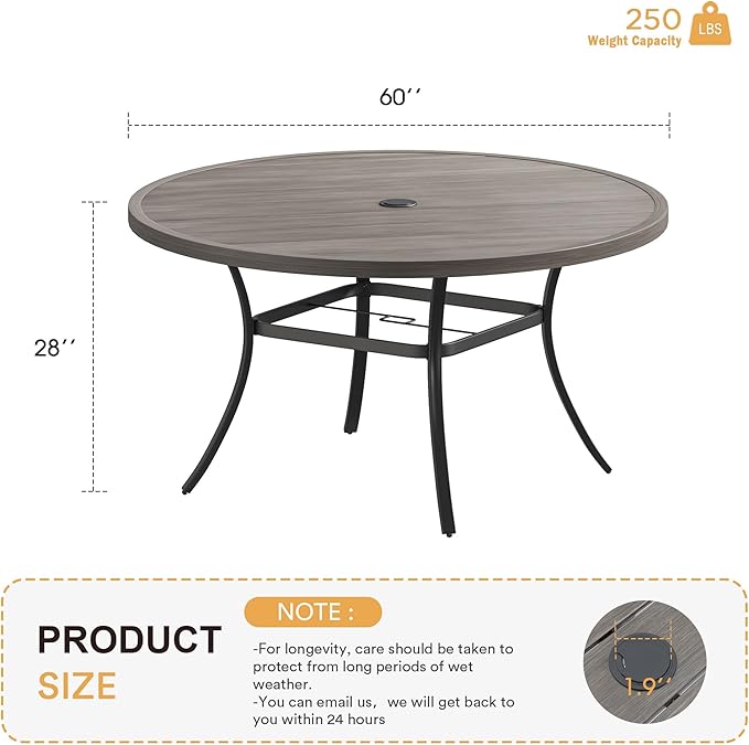 VICLLAX 60" Outdoor Round Patio Table - Image 3