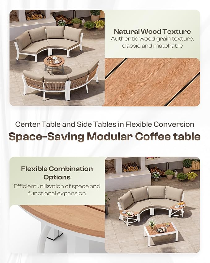 Outdoor Patio Furniture Set, 4 Piece Aluminum Half-Moon Patio Conversation Sets - Image 6