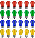 24 Pack S14 Colored LED String Light Bulbs, 1W Plastic Shatterproof Replacement by GvvooHome