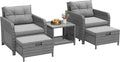 LHBcraft Balcony Furniture 5 Piece Patio Chairs Conversation Set, PE Wicker by LHBcraft-US