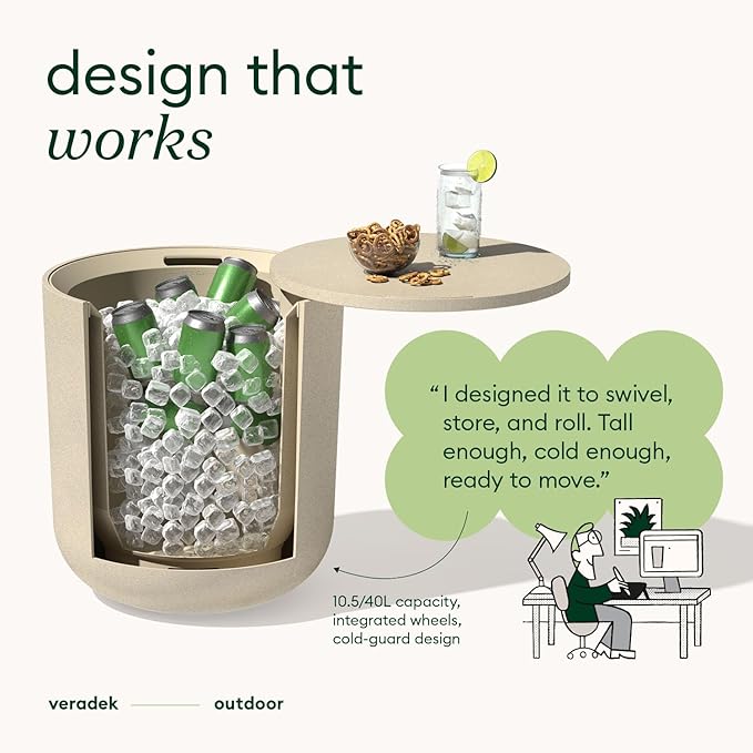 Veradek Kona Cooler Side Table – 2-in-1 Outdoor Patio Side Table w/Cooler | - Image 4