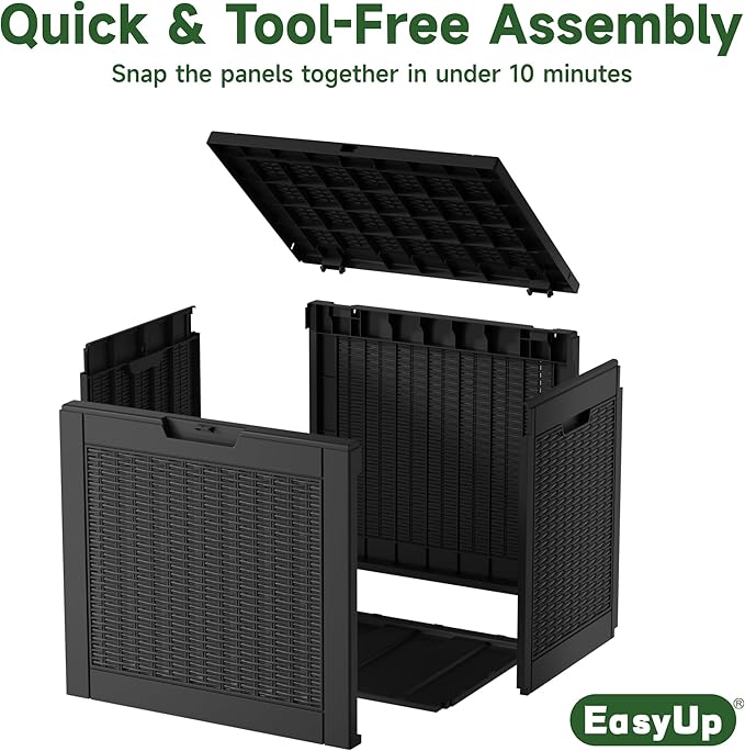 EasyUp 34 Gallon Resin Deck Box Waterproof, UV Resistant Outdoor Storage Box - Image 5