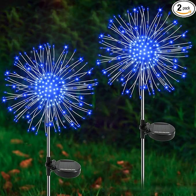 Solar Garden Lights Outdoor, 2 Pack 120 LED Twinkling Firework Lights Decorative by Yaafen