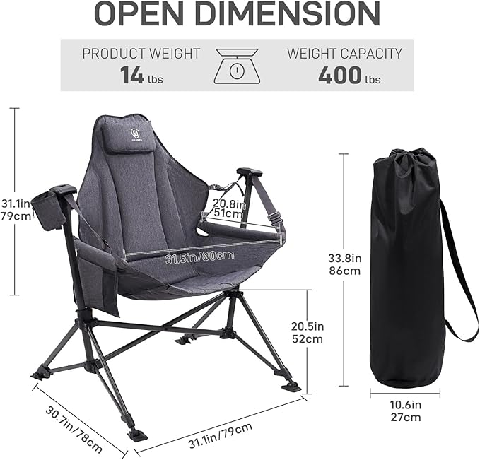 EVER ADVANCED Padded Hammock Camping Chair, Oversized Heavy Duty Swing Chair - Image 2