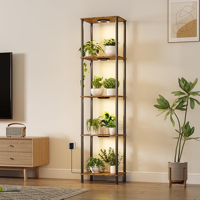 Bstrip Plant Stand Indoor with Grow Light, 5 Tier Flower Stand with Plant Light - Image 3