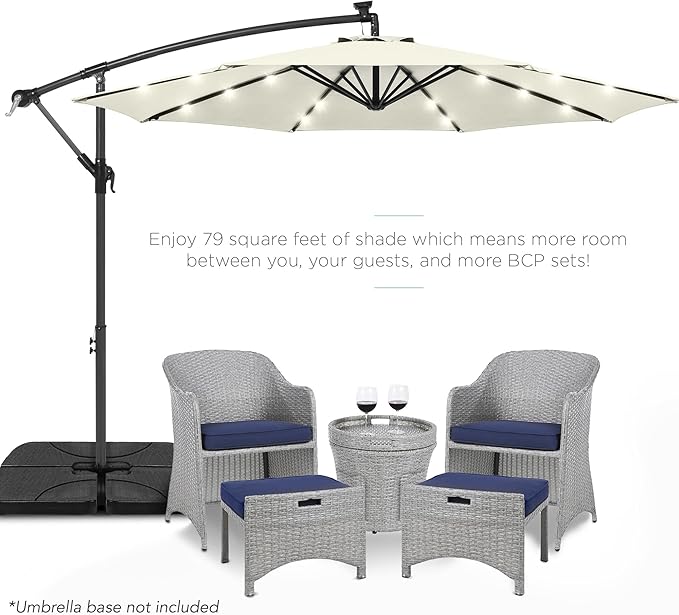 Best Choice Products 10ft Solar LED Offset Cantilever Hanging Market Patio - Image 2