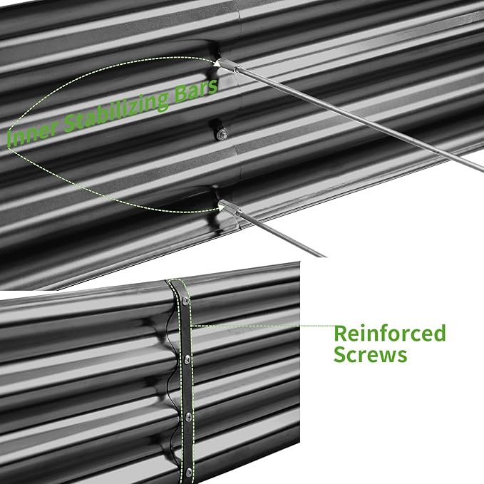 Land Guard 3 Pack 6×3×1ft Galvanized Metal Raised Garden Bed, Metal Planter Kit - Image 5