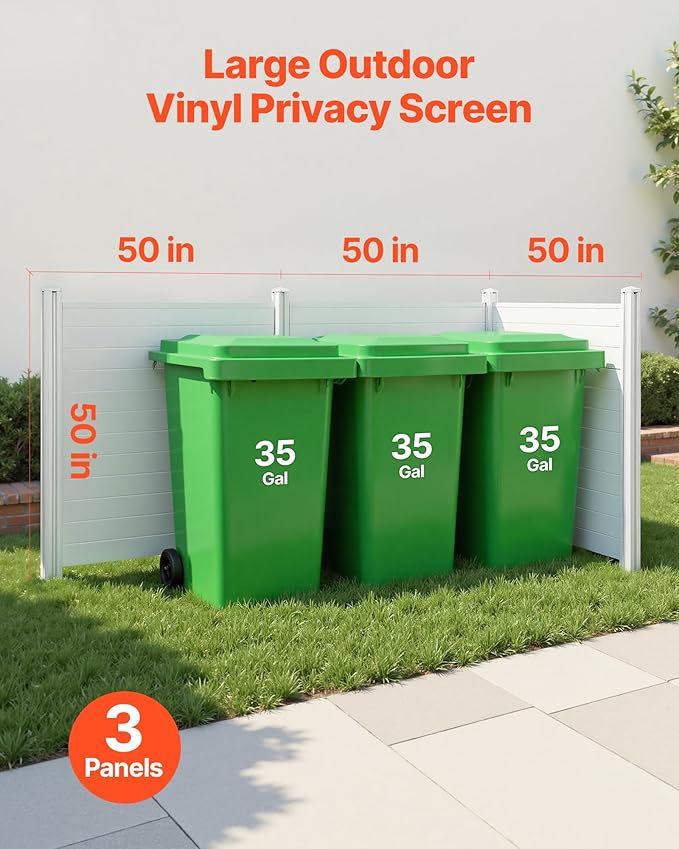 VEVOR Outdoor Privacy Screen, 50in H x 50in W Air Conditioner Fence, 3-Panel - Image 2