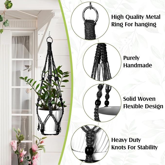 Hoteam 12 Pcs Macrame Plant Hangers Macrame Hanging Planters - Image 3