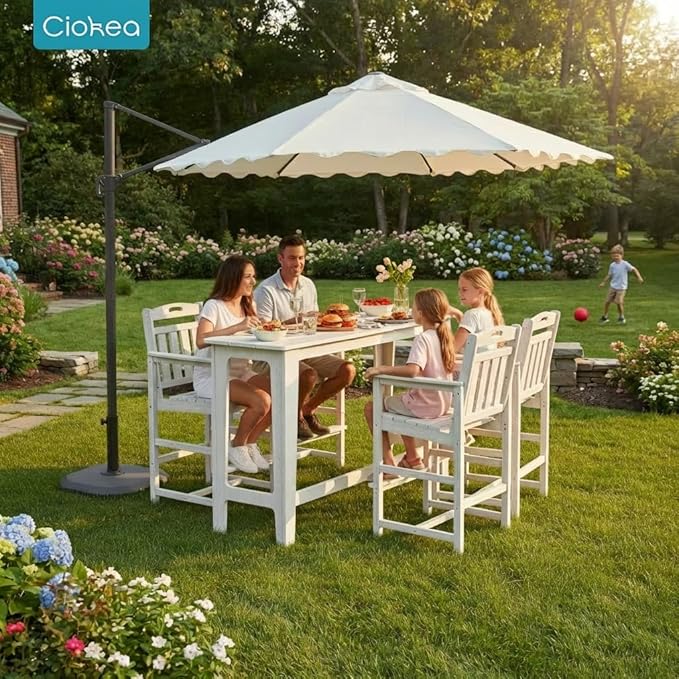 Ciokea Outdoor Bar Height Table Set of 5, Heavy-Duty All-Weather HDPE Patio Bar - Image 3