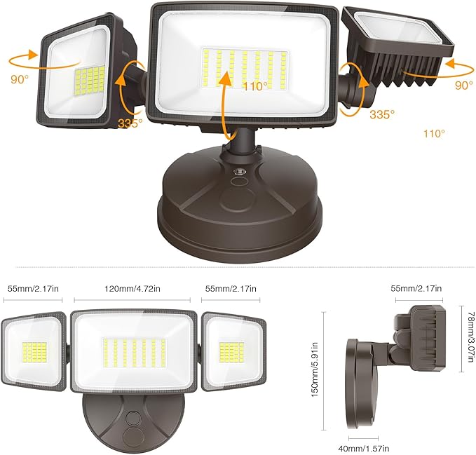 Onforu 75W Flood Lights Outdoor, 7000LM Brightness Security Lights Switch - Image 9