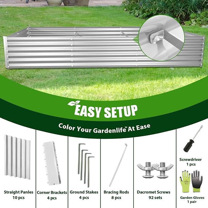 A ANLEOLIFE 8X4X1.5 ft Galvanized Raised Garden Bed, Rectangle Above Ground - Image 5