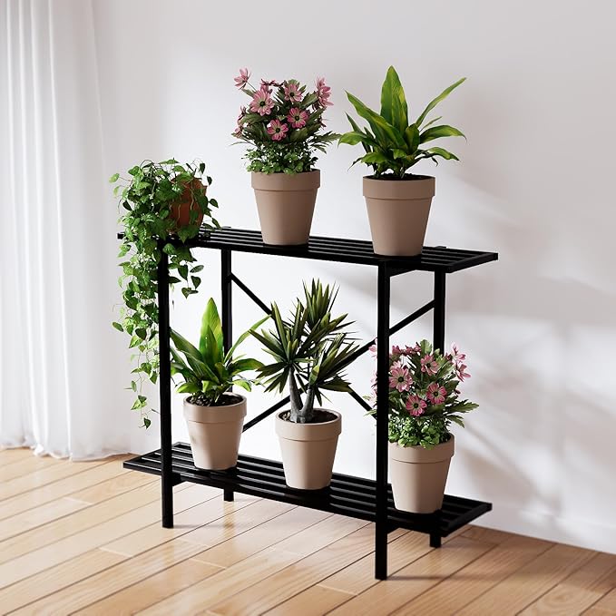 Zhongma 2 Tier Metal Sturdy Heavy Plant Stand, Narrow Plant Stand Indoor and - Image 2