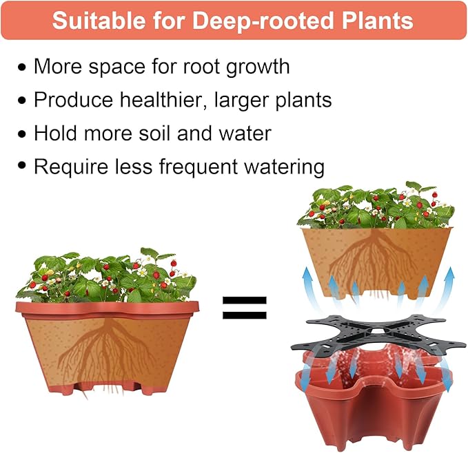 GameXcel Vertical Planter 6 Tier Stackable Planters Garden Planters Strawberry - Image 7