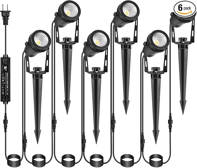 Low Voltage Landscape Lighting, 6 Pack Outdoor Spot Lights by IRISECO
