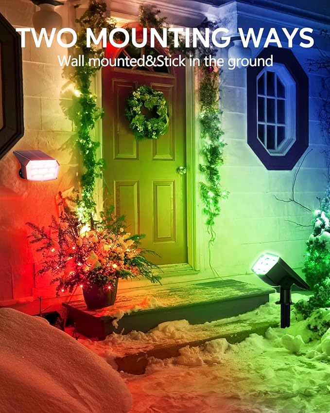 HIBOITEC Solar Spot Lights Outdoor Color Changing 59LED Landscape Lighting - Image 6