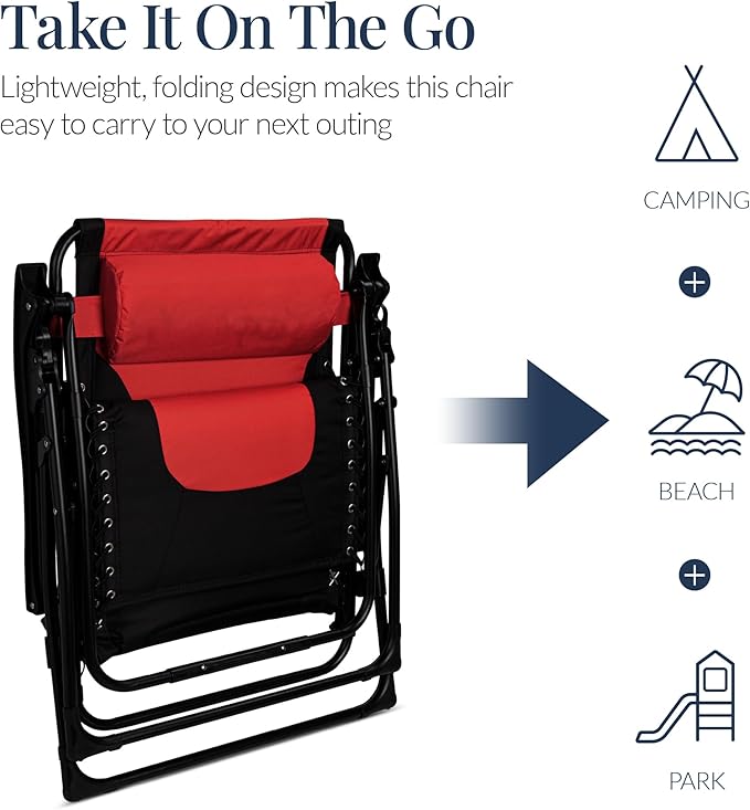 Best Choice Products Oversized Padded Zero Gravity Chair, Folding Outdoor Patio - Image 6