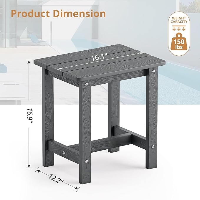 LUE BONA Outdoor Side Table, HDPS Small Outdoor Adirondack Side Tables - Image 3