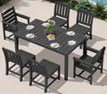 SERWALL 7-Piece Outdoor Dining Set, All Weather HDPE Outdoor Furniture Set by SERWALL