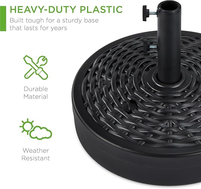 Best Choice Products Fillable Umbrella Base Stand, Round Faux Wicker Plastic - Image 3