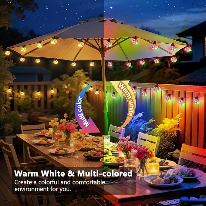 Outdoor String Lights Battery Powered, 22ft 20 LED Bulbs Hanging Patio Lights - Image 2