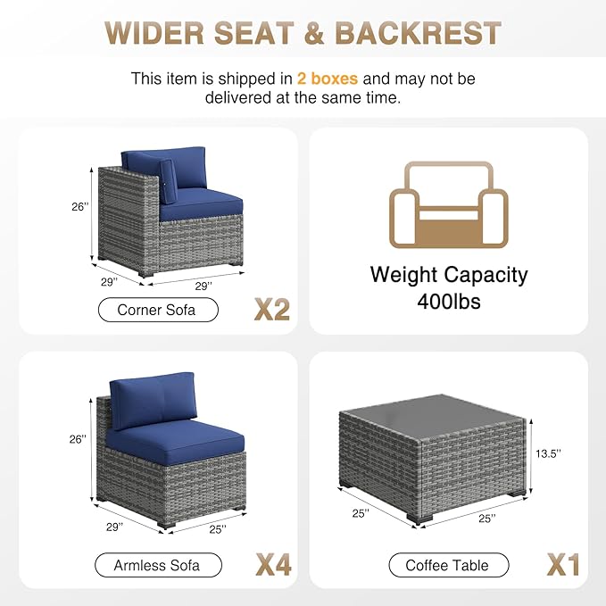 Aoxun Patio Furniture Sets, 7-Piece Outdoor Patio Furniture - Image 6
